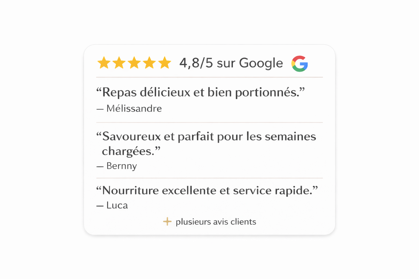 Plusieurs personnes reçoivent chaque semaine nos plats préparés . Et toi, qu'attends-tu ?