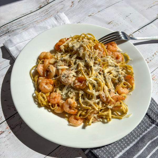 Linguine Alfredo aux crevettes à l'ail